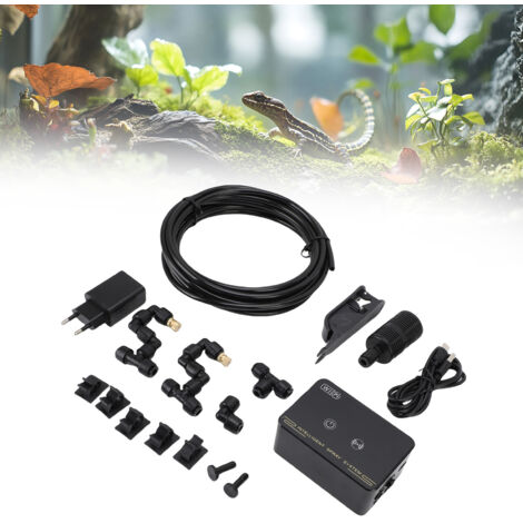 Système de Brumisation Reptile avec Timer Automatique et Nozzles Cuivre pour Terrarium, ABS, 10 x 7 x 4.5cm, Kit avec 14 Accessories (1/5)