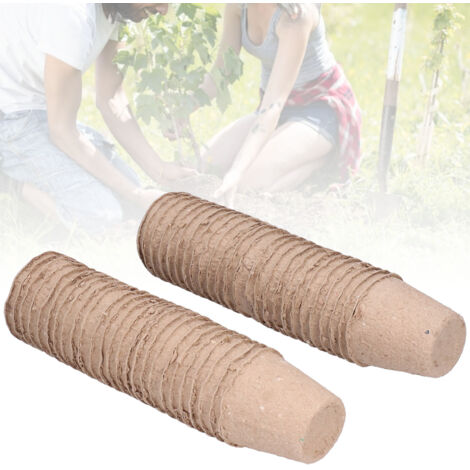 [Produit de jardinage] 50 Pots de Tourbe Dégradables 6cm, Ronds, Pour Semis et Plants, Cups de Culture, Accessoire de Plantation, Matériau Pulpe Recyclée, Environnemental, Taille Approx. 6x4.5cm, Diam (1/5)