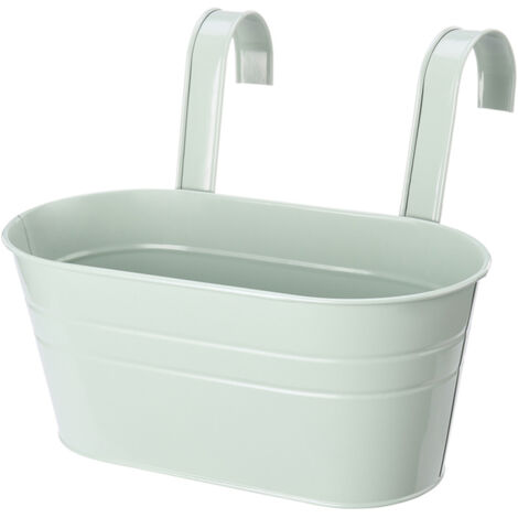 Jardinière Suspendue pour Balcon et Terrasse - Pot de Fleur en Fer avec Trou de Drainage - Lot de 2, Bleu (28x16cm) (1/5)