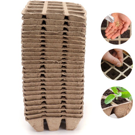 Mini Pots de culture pour semis - Pots en pulpe de papier recyclé 24 pièces - 12 cellules - Dimensions 16x12x4.5cm - Dégradables et écologiques (1/5)
