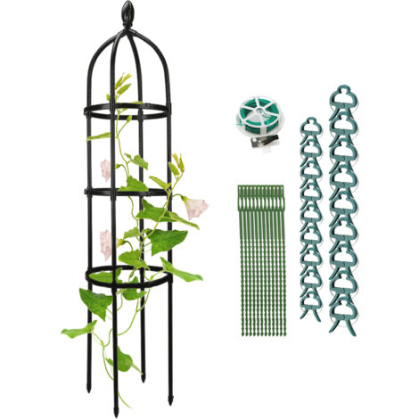 Tuteur pour Jardins Biologiques Pleine Fleur 25.4×145cm Noir avec Fil et Attaches pour Roses Légumes (1/5)