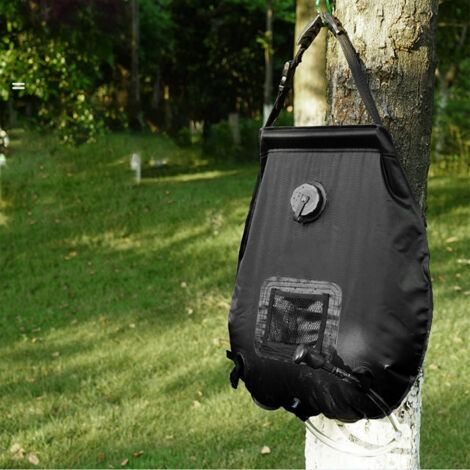 Sac de douche solaire portable 20L avec poignée et thermomètre - Sac chauffant PVC pour camping, randonnée, beach (1/5)