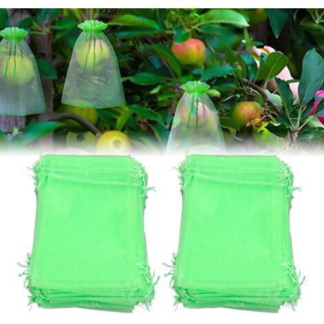 Sac de protection réutilisable 100pcs organza mesh barrière vert 20x30cm pour fruits jardin pommes pêches tomates (1/5)