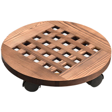 Plateau Roulant Universel pour Pots Wooden Pot Rack avec Roues Lockables (Taille 40cm, Bois, Beige, 1 Pièce) (1/5)