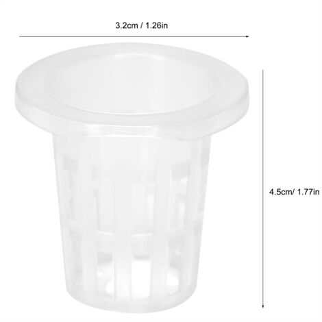 Panier hydroponique PP Transparent 10 unités pour plantes sans sol - Lot de 10 paniers hydroponiques transparents pour jardin et balcon, légers, réutilisables, diamètre 3.2cm, hauteur 4.5cm (1/5)