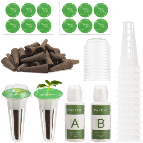 Kit de Pods Hydroponiques 12 Pots de Culture, 12 Sponges, 12 Domes, 12 Étiquettes et 2 Recharges - Système de Culture Tout-en-Un (1/5)