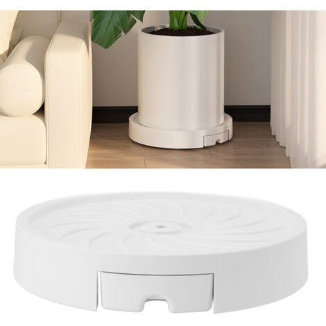 Support à plantes avec roues en plastique, palettes mobiles, tray amovible, largeur 30 cm, blanche pour jardin, patio. (1/5)