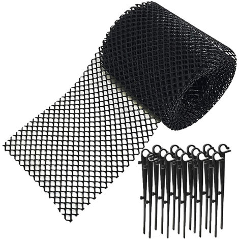 Protecteur de Gouttière Anti-Déchets - Grille de Protection Flexible en Plastique Noir 18cm×8m avec 15 Attaches Clip (1/5)