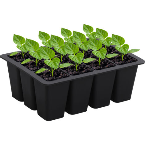 Bac à Semis 12 Cellules en Silicone Tray de Germination Multicolore (Green, Black, Orange) Drainage Optimal & Transplantation Facile 18x14x6.5cm (1/5)