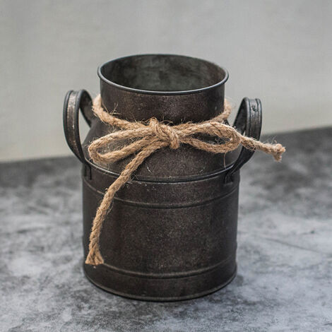 Pot à Fleurs Vintage en Métal avec Suspension Chanvre pour Balcon ou Intérieur, Ø Haut 9 cm Ø Bas 14 cm H 15 cm Sans trou d'évacuation Coloris Métal Naturel 1 Pièce (1/5)