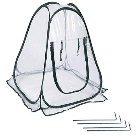 Mini Serre Portative et Pliable avec 4 Clous de Fixation (70x70x80cm) - PVC et Fil Métallique (1/5)
