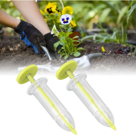 Semoir à Graines Mini 2 Pièces - Disperseur de Semences Adjustable - Sower Plantoir Manuel Jaune pour Jardinage