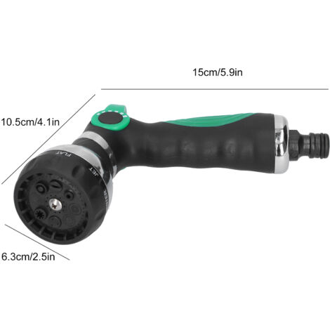 Pistolet d'arrosage Garden Hose Spray Nozzle avec 8 modes ajustables et connecteur rapide G3/4, système résistant à l'anti-dérapage ABS/Rubber/Metal, incluant sprayer et connecteurs multifonctions (1/5)