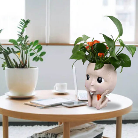 Pot décoratif crânien pour succulentes Grand diamètre design avec trous d’évacuation résine 17cm idéal pour cactus cadeau créatif DIY (1/5)