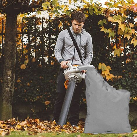 Sac de récupération pour souffleur à feuilles avec zip Oxford et sangles, modèle portable avec capacité spacieuse (78x58x40cm), blanc argenté, 1 sac + 3 attaches (1/5)
