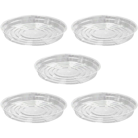 Sous-pot Plastique Recyclable PET - 5 Pièces - Tailles 6/8/10/12In - Transparent - Anti-dérapage et Anti-fuite (1/5)