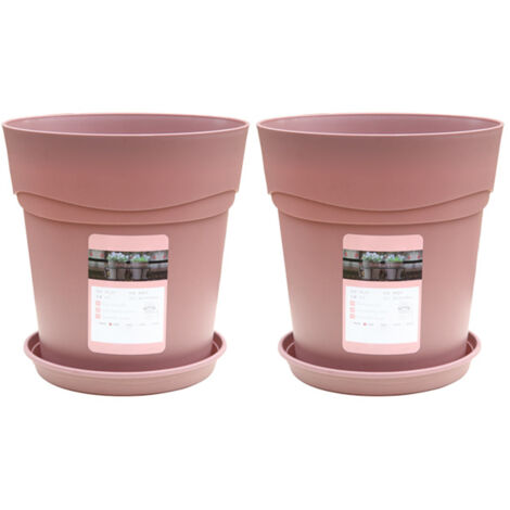 Pot de fleurs légers et robustes Wave Edge avec trou d'évacuation et soucoupe - 2 pots, 16.7x16.4cm, en plastique, couleurs assorties. (1/5)