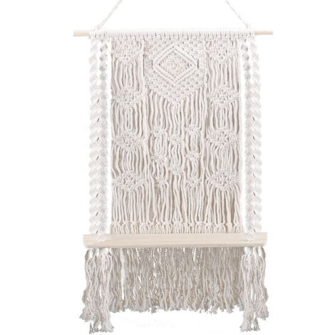 [Porte-plante Macramé Artisanal] MKONO Modèle Deluxe Bicolore en Jute [Tapis de Plante Vintage] (1/5)