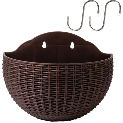 Pot de Fleurs à Fixation Murale Semicirculaire - Système Irrigation Double pour Succulentes & Vignes, Matériau PP Résistant 21x16.5x10.5cm avec 2 Crochets S (1/5)