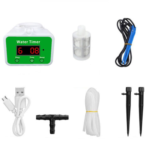 Kit d'Arrosage Automatique - Système Économiseur d'Eau pour 6 Plantes avec Timer ABS Blanc 14cm (1/5)