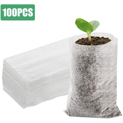 Grow Bag + Modèle Standard + Poche de Culture Non-Tissée Blanc 18cm x 6cm Lot de 100 (1/5)