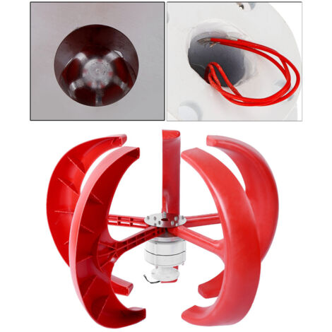 Éolienne Verticale Kit Turbine 600W DC12V - Électricité Autonome, Aluminium/Plastique Carbone, Rouge - 90cm