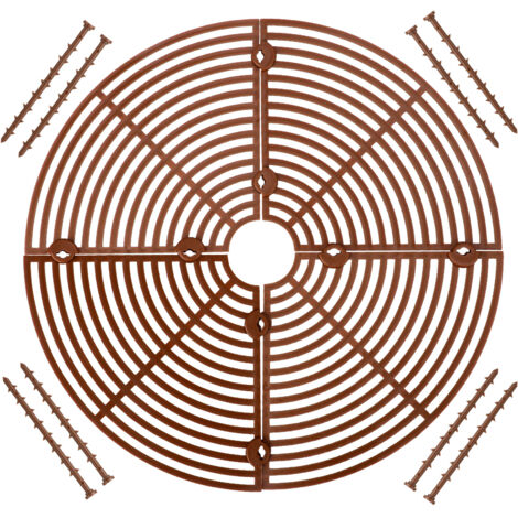 Grille Protecteur Pot Plante Modèle Standard Couleur Marron Diamètre 18/30/52cm Matériau PP 4 Panneaux 8 Boulons (1/5)