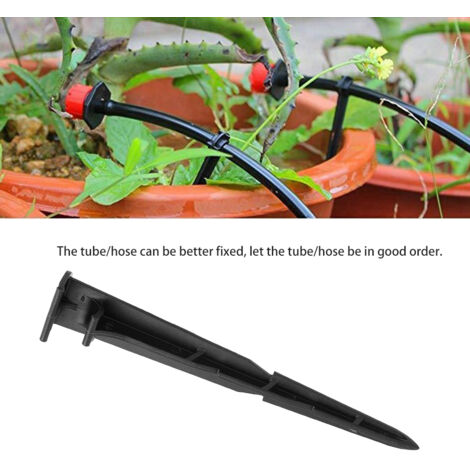 [Support de tuyau] Lot de 20 attaches de fixation pour irrigation au sol en PP noir 15.5x3cm, 14.5x2.5cm, 14x1.5cm pour tuyaux 4/7, 8/12, 16