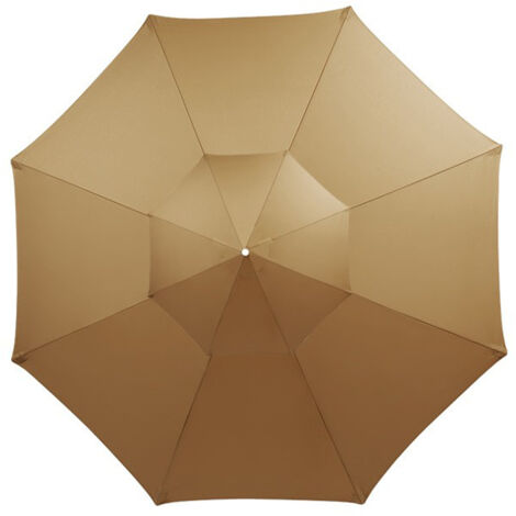 Toile de remplacement pour parasol double couverture 3 mètres extérieur jardin cour imperméable soleil - blanc/khaki S/L (1/5)