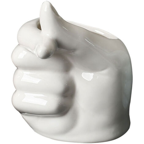 Pot de succulentes en céramique [Mains]  2 formes (bienveillance/pouce)  Blanc/bleu/vert  11cm/12cm  Déco intérieur bureau (1/5)