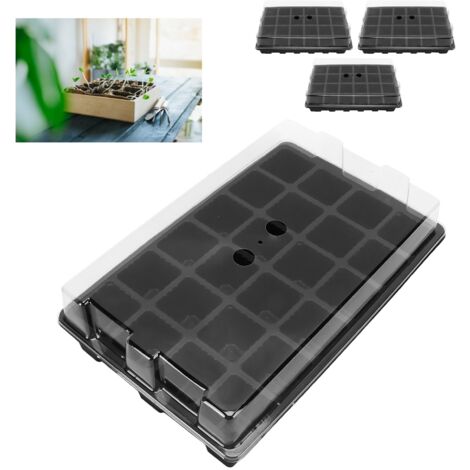 Kit de 3 Serres Miniatures pour Semis - 24 Pots, Transparent, Résistant, avec Outils de Transplantation (1/5)