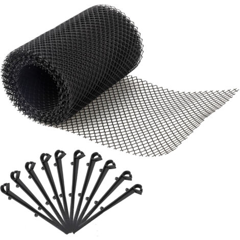 Protège-Gouttière Anti-Déchets en PP Noir, Taille 15cm x 6m, Livré avec 1 Garde-Filtre et 10 Clous pour Installation Facile (1/5)