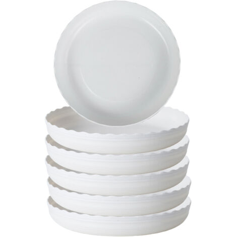 Plateau de Récupération 6 Pièces pour Pots de Fleurs - Support Antidérapant Plastique Blanc pour Décor Domicile et Bureau (1/5)