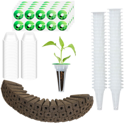 Kit de 50 coupelles de semis hydroponiques + couvercles transparents + stickers (baskets et mousse incluses) pour systèmes Aerogarden et jardins d’intérieur (1/5)