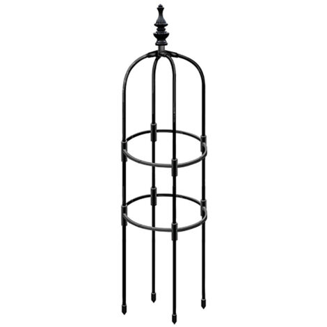 Obélisque de Jardin en acier noir pour plantes grimpantes (Diam. 28cm, H. 90/120/150/180cm, 3 niveaux, empilable)