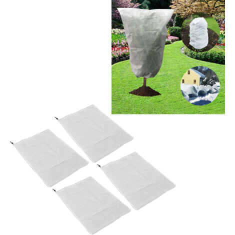 Housse de Protection 4P Sac Réutilisable pour Plants avec Cordon de Serrage (80x60cm - Non Tissé) pour Gel Hiver Extérieur (1/5)