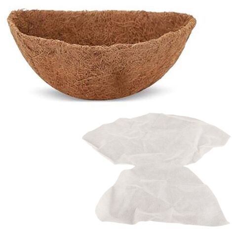 Liner de panier en fibres de coco Eco-Garden pour suspension 35 cm absorbant avec tissu non tissé pour fleurs et légumes