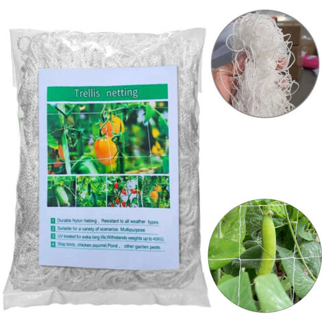 Filet pour plantes grimpantes TrellisPolyester 1.67m x 20m Blanc Support pour tomates légumes jardin treillis en maille robuste (1/5)