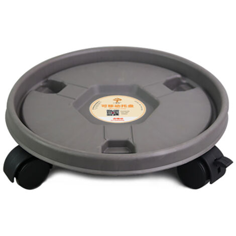 Plateau Roulant pour Pots avec Roues Universales - Plateau Mobile Épais ABS Gris 260mm, Design Grille Renforcée (1/5)