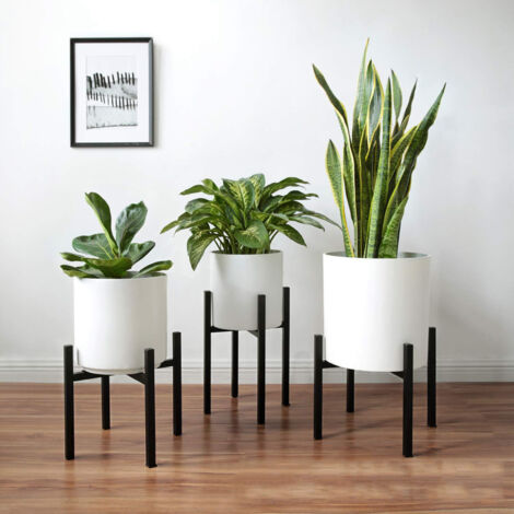 Porte-pot ajustable "Simple Style" en métal, modèle 2-hauteurs, ajustable 10-16 inch avec pieds antidérapants