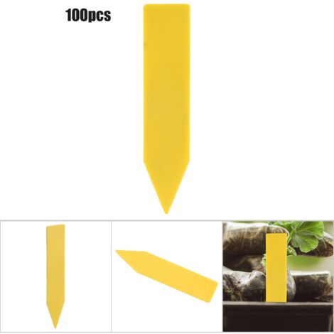 Étiquettes de jardinage pour plantes en PVC [100 pcs] - Marqueurs résistants à l'eau et aux UV pour nommer fleurs et arbustes [Taille: 5x1cm] [Jaune] (1/5)