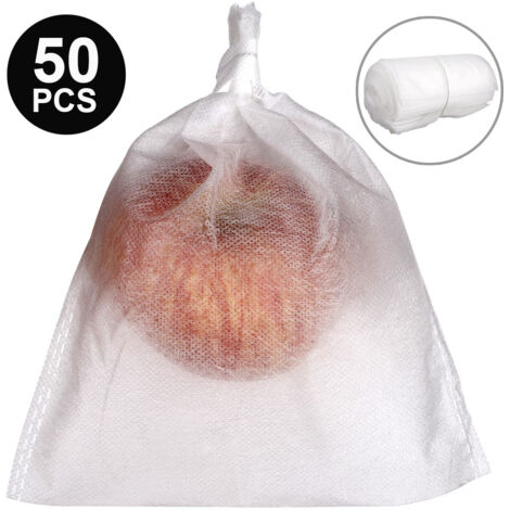 【Sacs Protecteurs pour Fruits】 Non-Woven Sacs Fruitiers Réutilisable 18x20cm - Lot de 50 - Protection Fruits (Orange, Pêche, Raisin) (1/5)