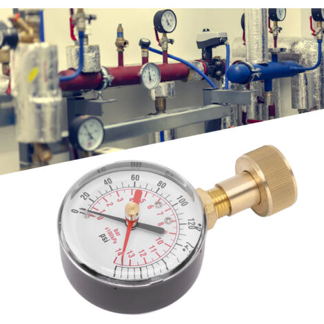 Manomètre pour Pression d'eau en Alliage d'Aluminium avec Connexion Femelle 3/4 - Gamme de 0 à 200 Psi/14 Bar pour Systèmes de Piscine, Irrigation et Usage Général