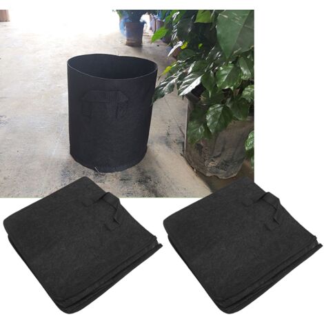 Sac Potager en Felt 2 Pièces de 15 Gal avec Poignées et Drainage Optimal Taille 35x35x35cm Noir pour Balcon et Jardin (1/5)
