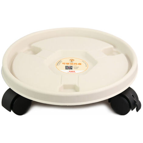 Plateau Roulant pour Pots de Fleurs avec Roues Universelles et Bords Élevés - ABS Blanc - Diamètre 260 mm - 3 Roues (1/5)