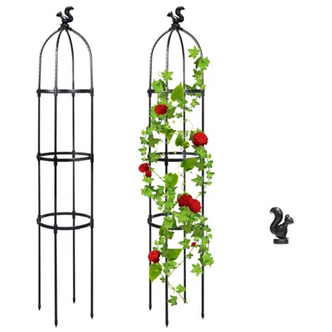 Tuteur pour Plantes Grimpantes, Trellis de Viticulture, Modèle Adjustable en Fibre de Verre, Taille 95cm/120cm/145cm Blanc ou Noir avec 3 Décorations Incluses (1/5)