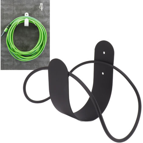 Garden Hose Holder Wall Mount Stainless Steel Bracket 45 x 135 x 135 x 215mm Heavy Load Carrying Rustproof Black 2 Screws (1/5)