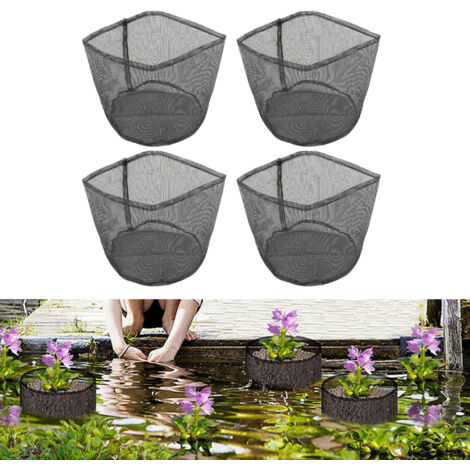 Sacs de Plantation pour Bassins Aquatiques, Pots de Plantes pour Jardins d'eau en PVC Respirant, Contenants de Culture, Pots Mesh Noir (4 Pièces, 1.4 Gallons) (1/5)