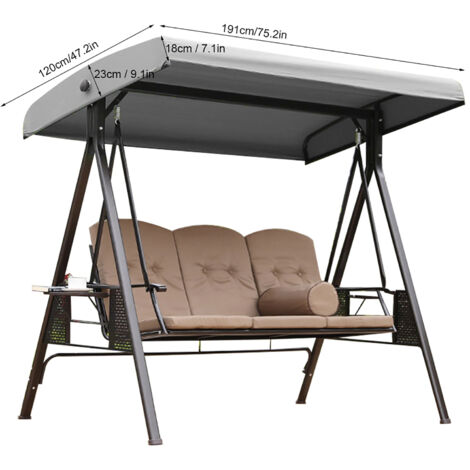 Housse de swing extérieure [Abri de Swing imperméable et anti-UV, Polyester argenté, 191x120cm, Gris/Noir, 1 unité] (1/5)