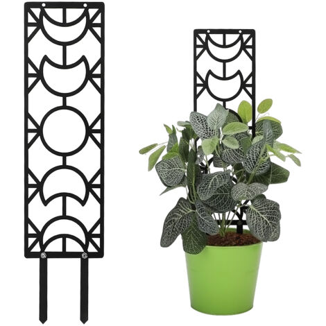 Tuteur Plante En Fer [2 Pièces + Corde] - Treillis Solide Antirouille 38cm/45cm Noir - Support pour Monstera, Plantes Grimantes Décoratives Intérieur/Extérieur (1/5)